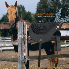 Horse Saddle Pads- Bareback Pad-Black with Girth