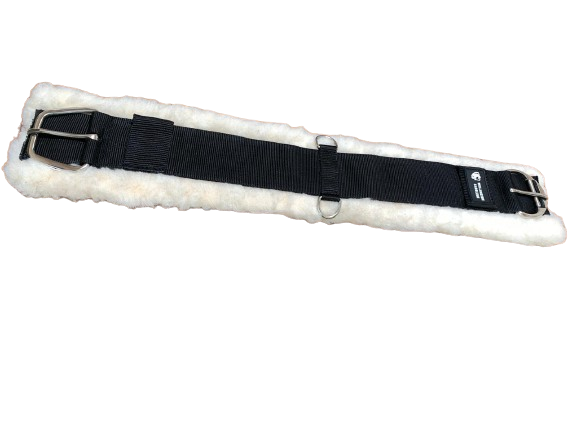 Horse Girths - Synthetic Wool Horse Cinch with Rust Free Roller Buckles and D-rings, 30 inch, Black, Black/Cream